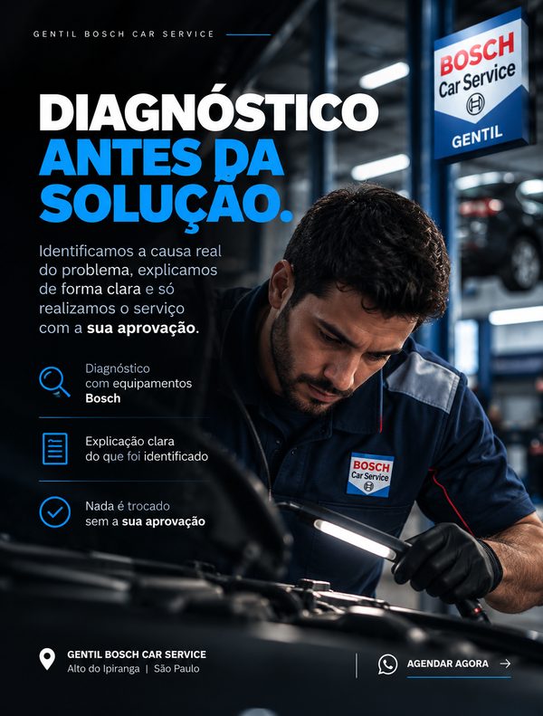 Anúncio da Gentil Bosch Car Service: diagnóstico preciso e serviço só com aprovação