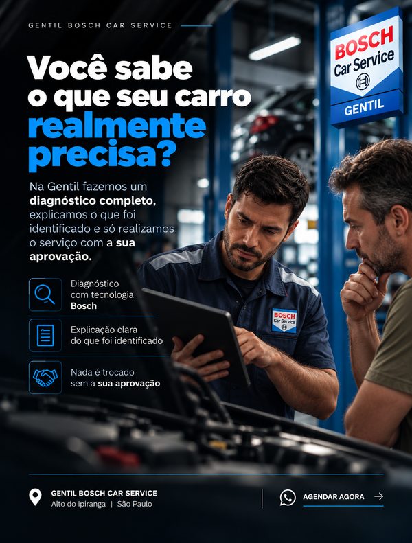 Anúncio da Gentil Bosch Car Service: diagnóstico transparente